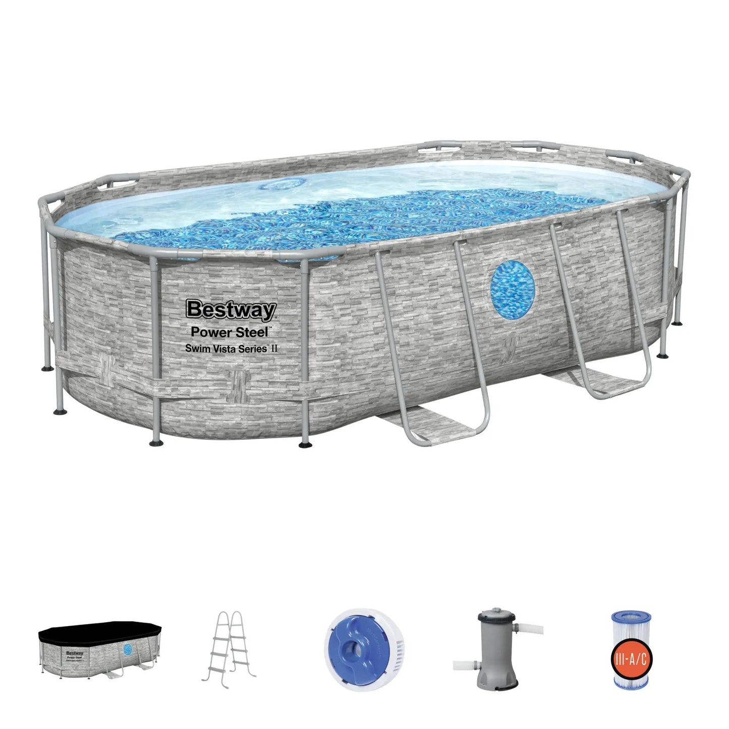 Bestway Power Steel Swim Vista Series II 14' X 8'2" X 39.5" Above Ground Pool Set - Curacao