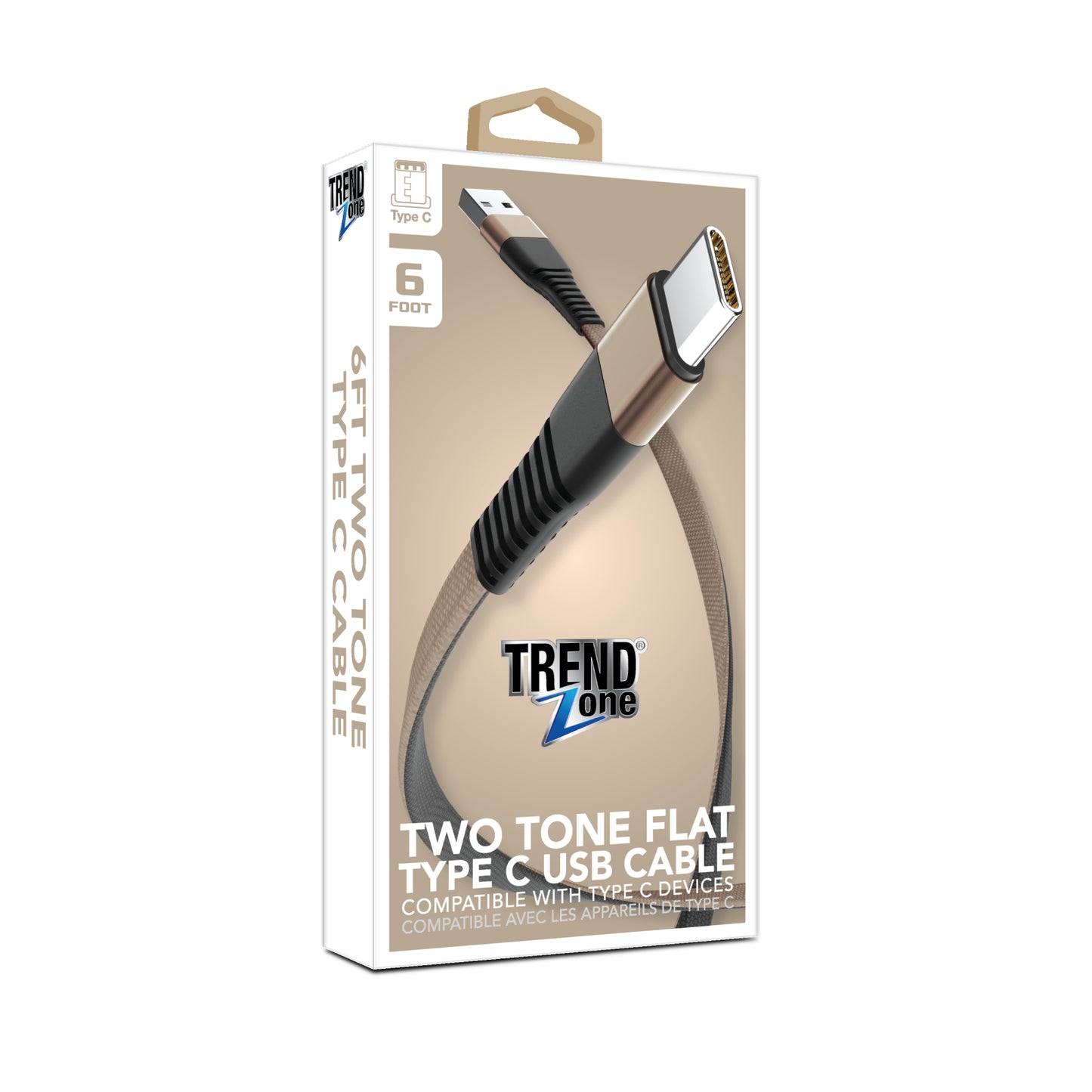 Trend Zone 6 ft 2-Tone Fabric C Type Cable for Mobile Phones - Blue