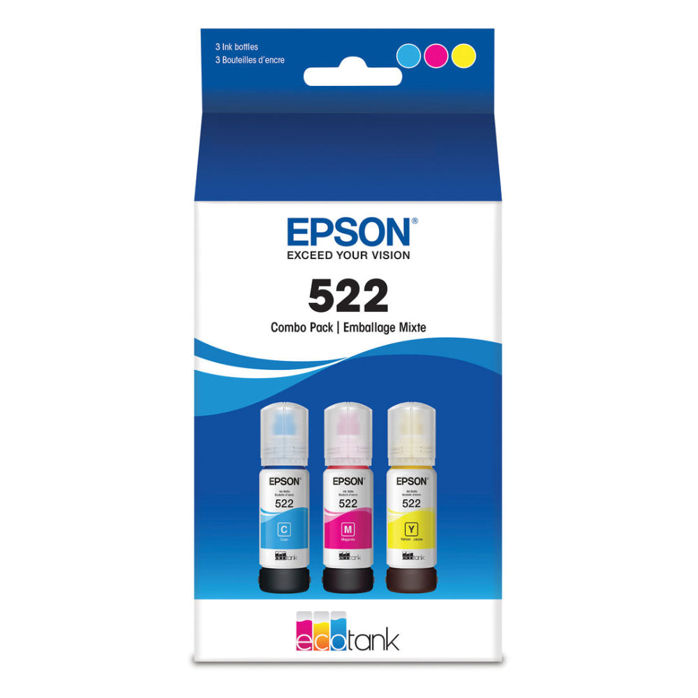 Epson 522 T522520/S EcoTank Ink Bottle - Cyan/Magenta/Yellow - Curacao