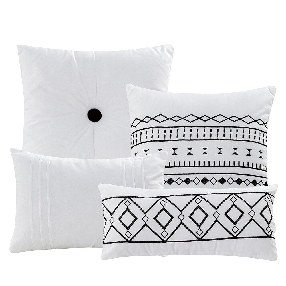 Esca Sequoia Luxury King Size 7-Piece Comforter Set - White