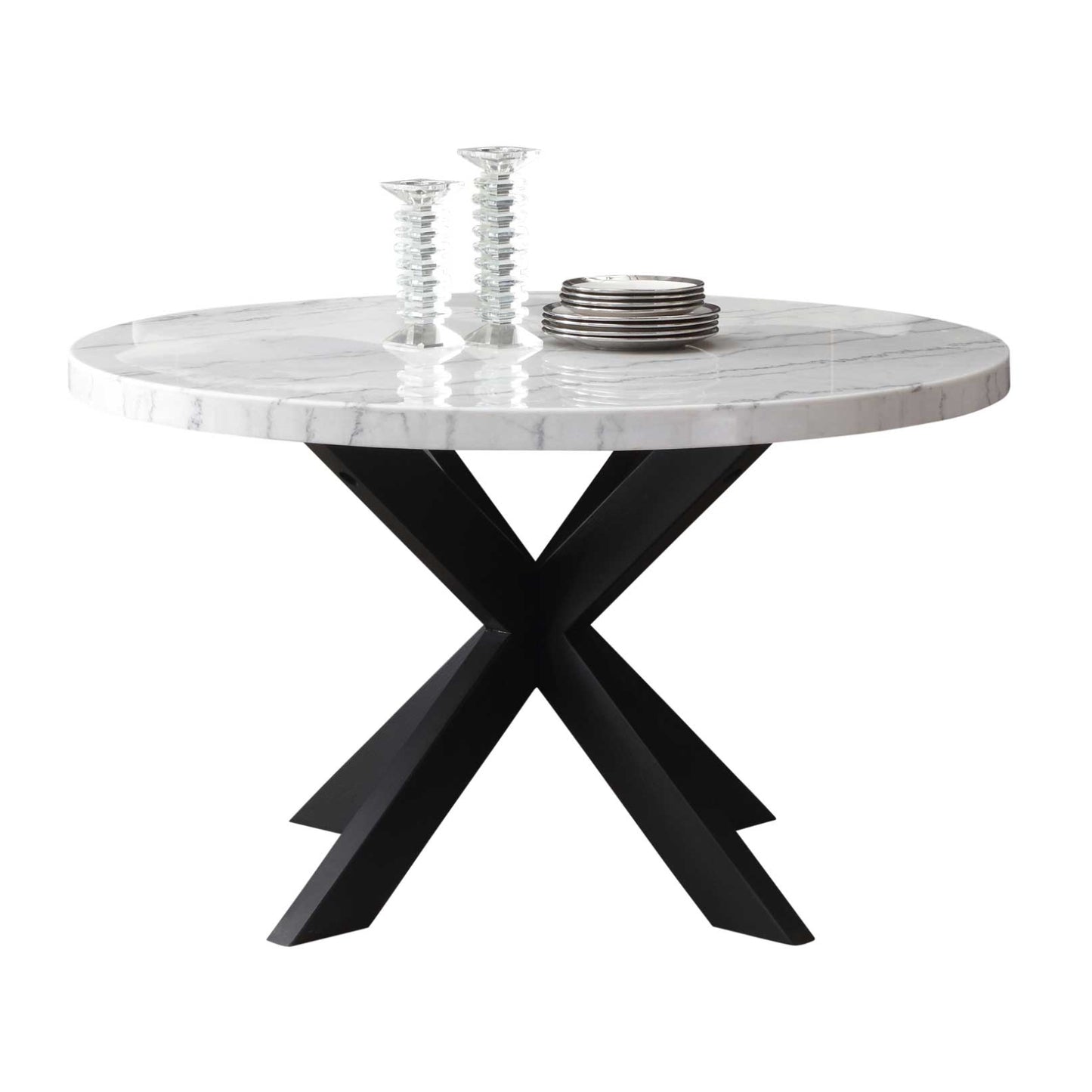 Mesa de comedor Xena de 30" con cubierta de mármol blanco de Steve Silver