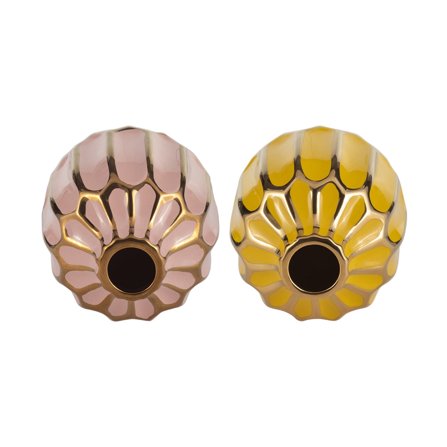 Sagebrook Home Contemporary 5" Ceramic Vase (Set of 2) - Blush/Yellow