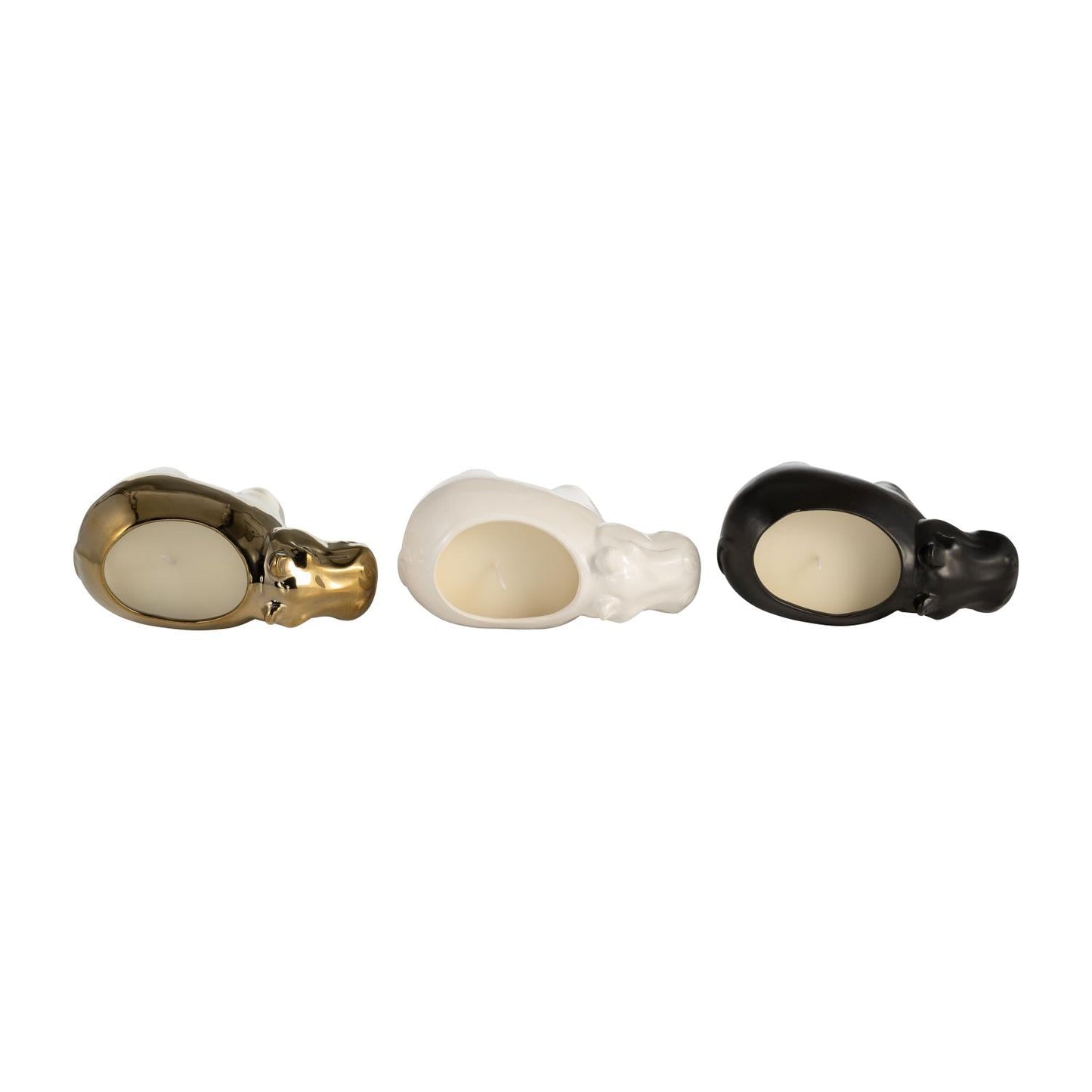 Sagebrook Home Ceramic Hippo Soy Scented Candle (Set of 3)