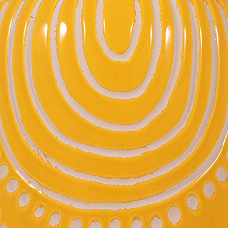 Sagebrook Home 9" Tribal Arch Vase in Ceramic - Mustard/Tan