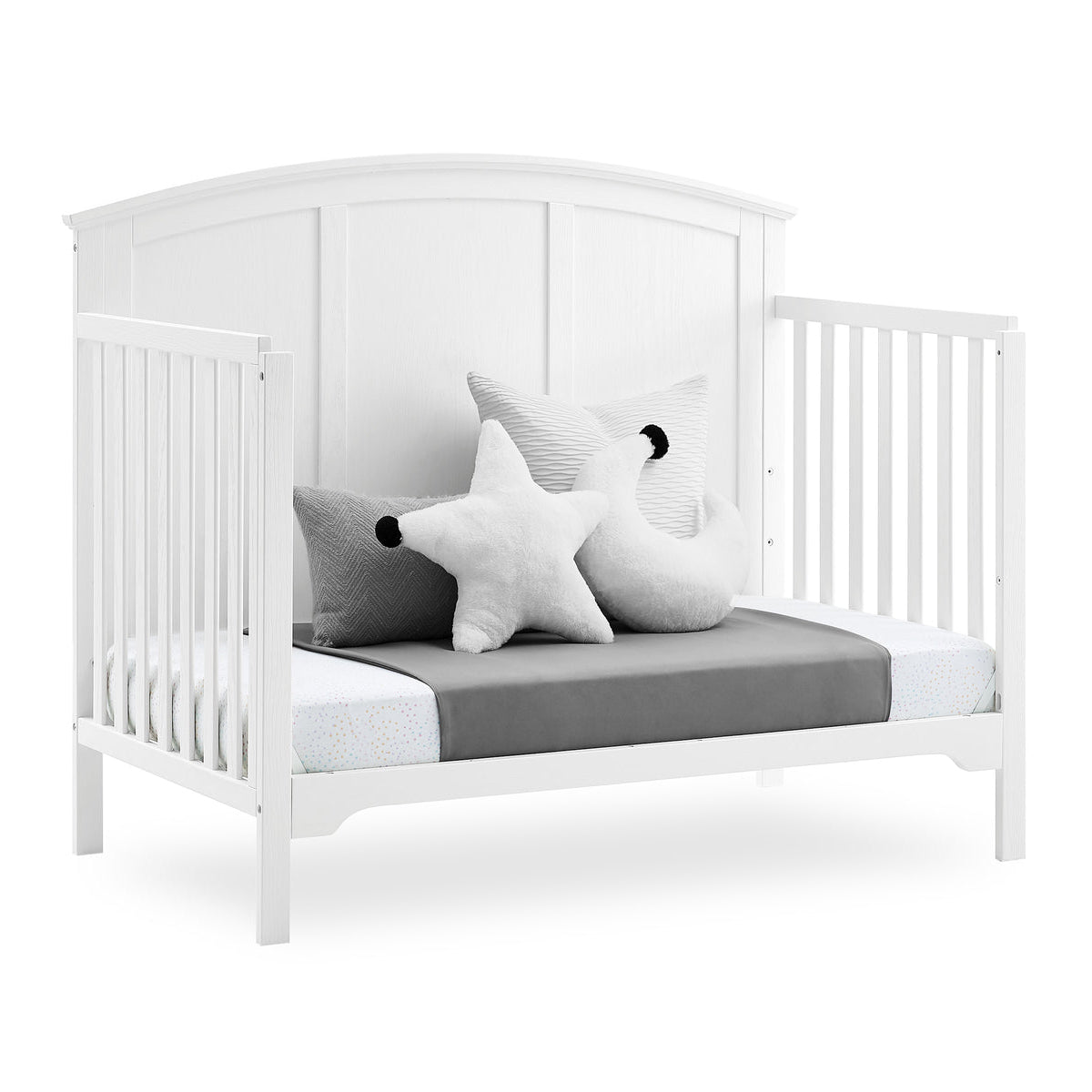 Delta Children Sweet Beginnings Sage Curve Top White 6-in-1 Convertible Wooden Crib