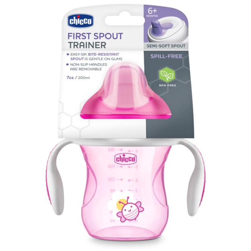Chicco 7oz Semi-Soft Trainer Sippy Cup with Bite-Resistant Spout, 6+ Months - Pink