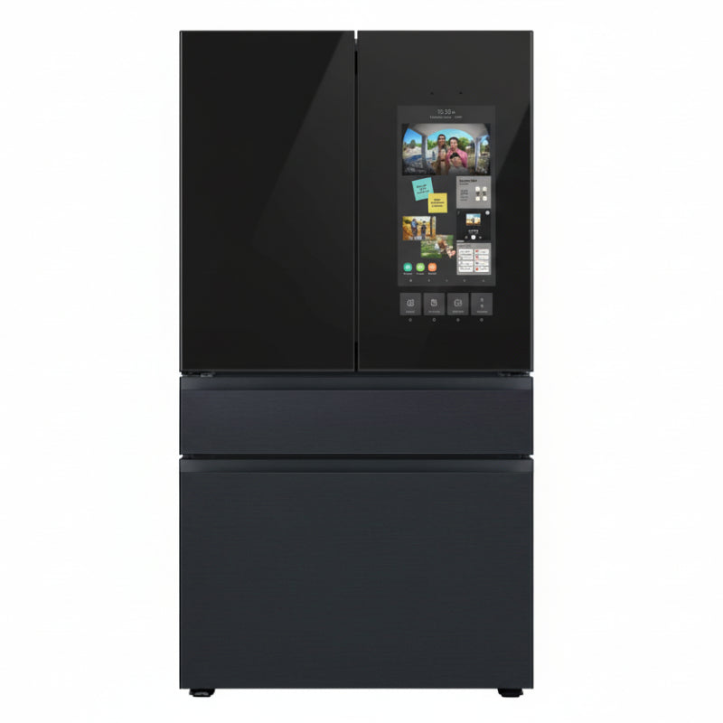 Samsung - Refrigerador inteligente BESPOKE de 29 pies cúbicos, 4 puertas y puertas francesas con Family Hub - Acero negro mate