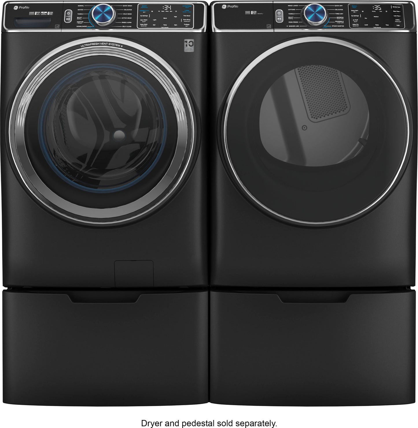 GE Profile - 5.3 cu. ft Smart Front Load Steam Washer with Vent System & Microban Antimicrobial Technology - Carbon Graphite