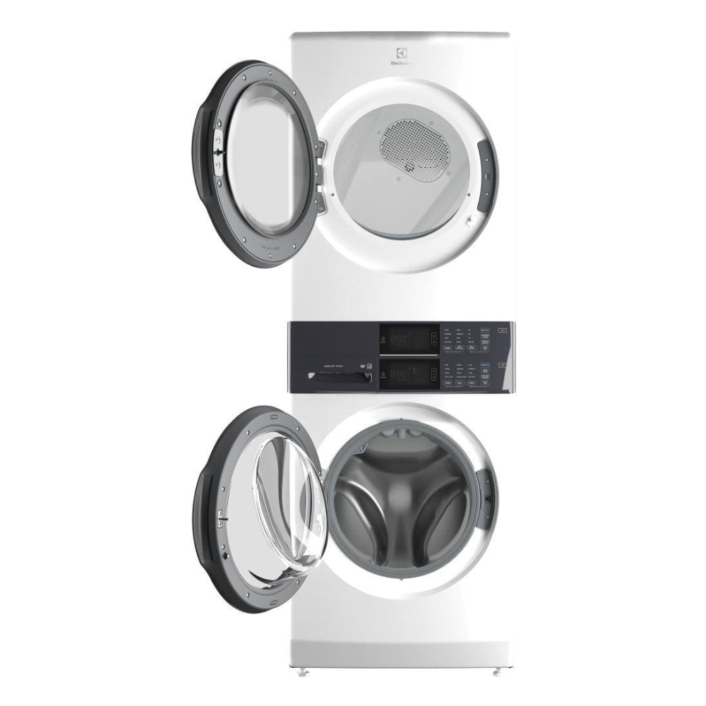 Lavadora apilada Electrolux ELTG7300AW de 4,4 pies cúbicos y secadora a gas de 8,0 pies cúbicos, torre de lavandería con lavado LuxCare, color blanco