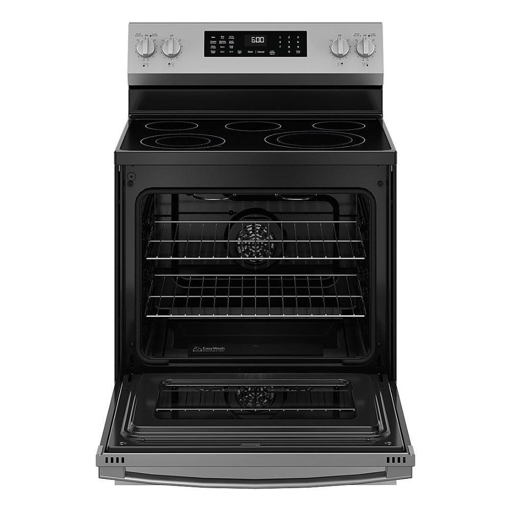 GE GRF600AVSS 5.3 cu. ft. Freestanding Electric Convection Range with EasyWash Tray - Stainless Steel
