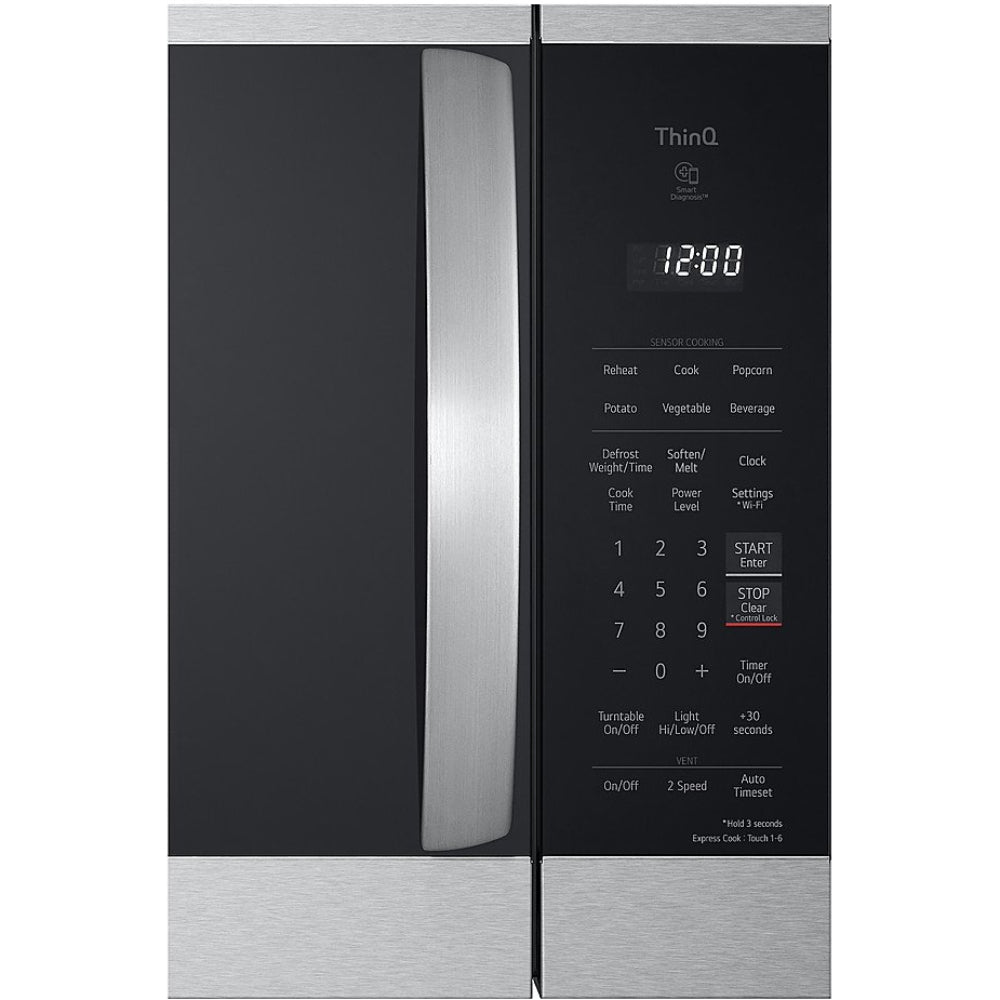 LG MVEM1825F Microondas de 1,8 pies cúbicos y 1000 vatios sobre la estufa - Acero inoxidable a prueba de impresiones