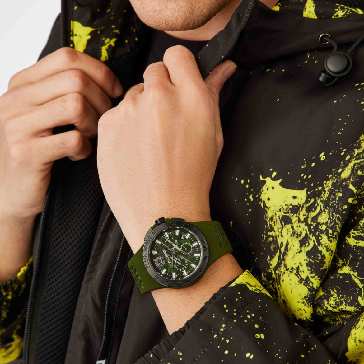 Plein Sport Thunderstorm Chronograph Men's 43mm Quartz Strap Watch - Green