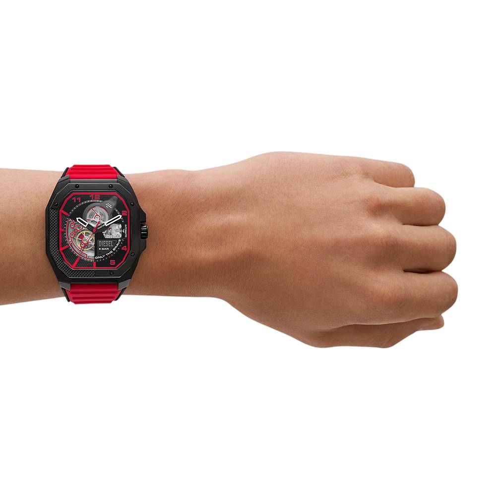Diesel Flayed Men's 47mm Automatic Bracelet Watch - Black/Red