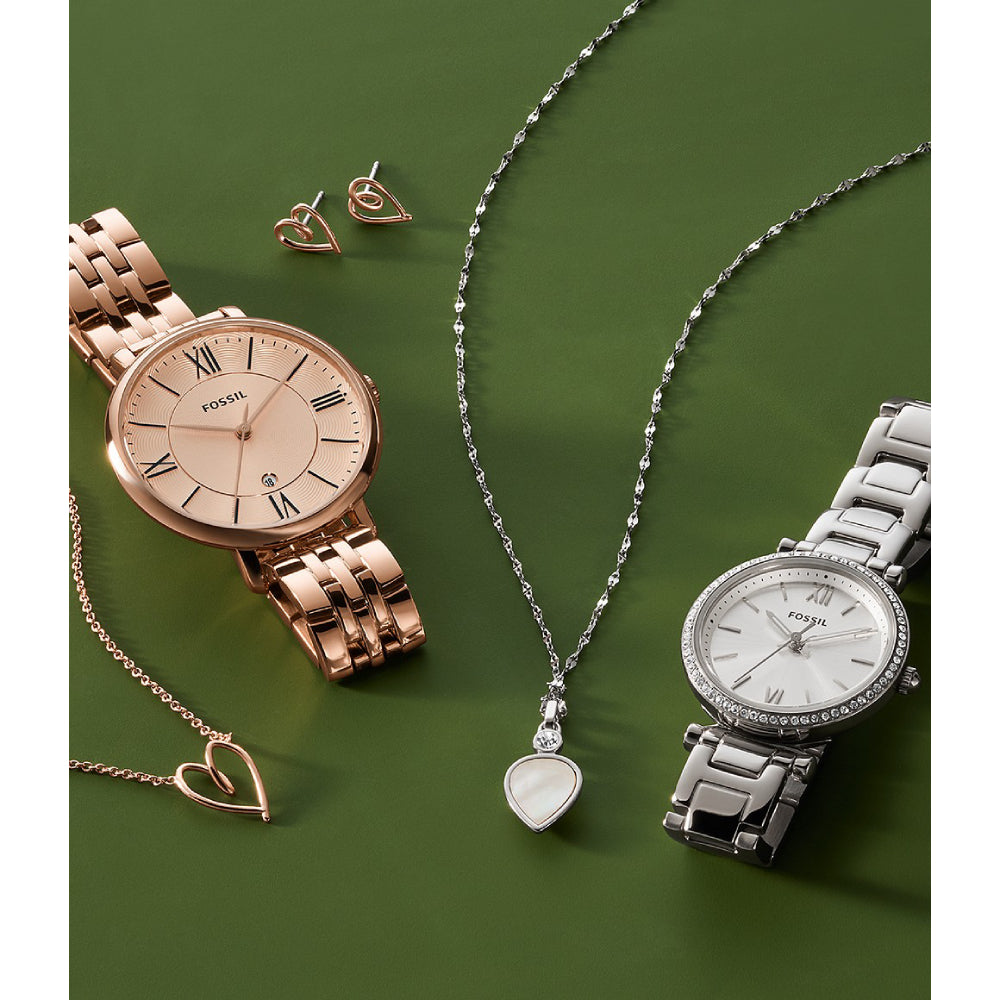 Fossil Jacqueline Women's 36mm Analog Bracelet Watch with Jewelry Set - Rose Gold