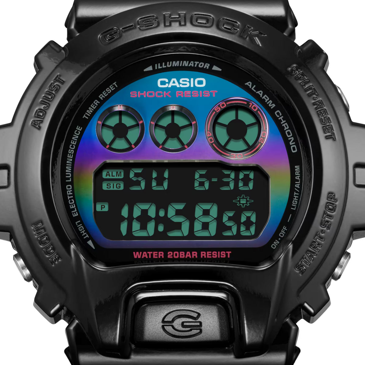 Reloj Casio G-Shock Virtual Rainbow con correa digital de 50 mm para hombre, color negro brillante
