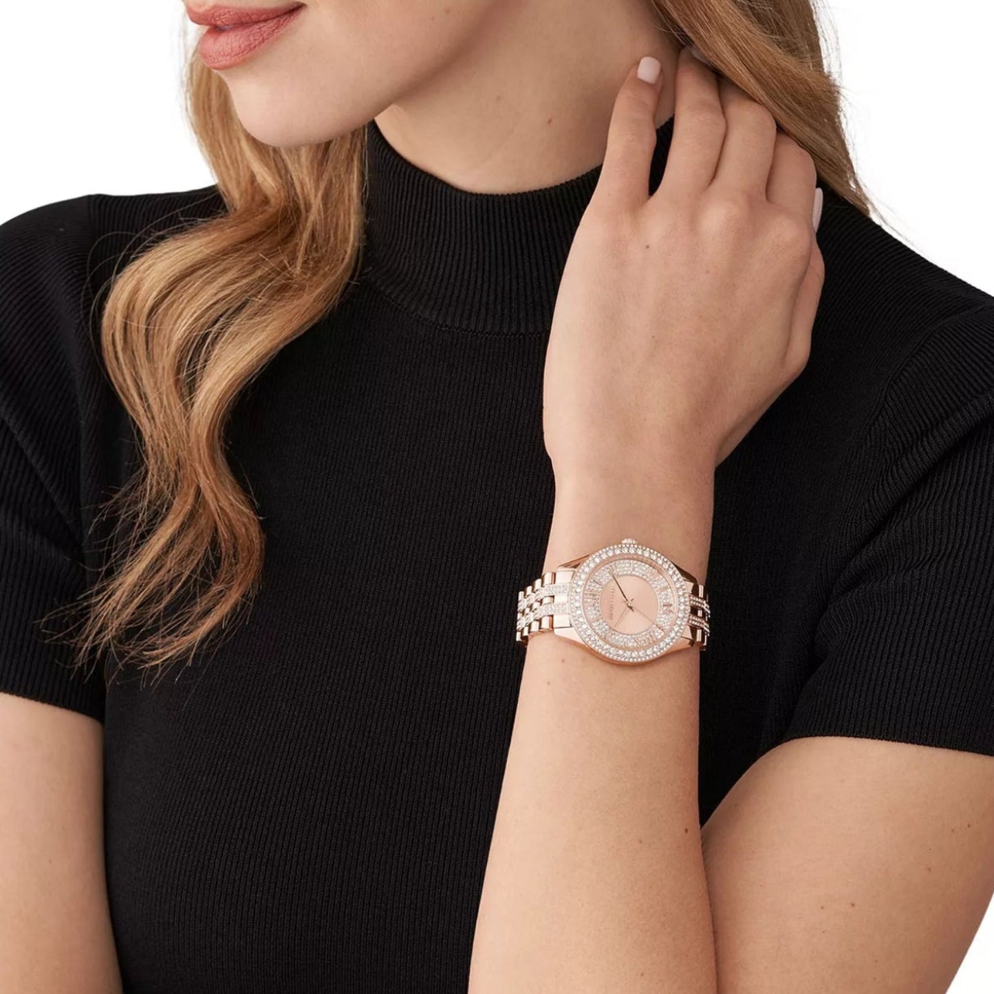 Reloj Michael Kors Harlowe para mujer, con pulsera plateada de tres manecillas de 38 mm y esfera blanca
