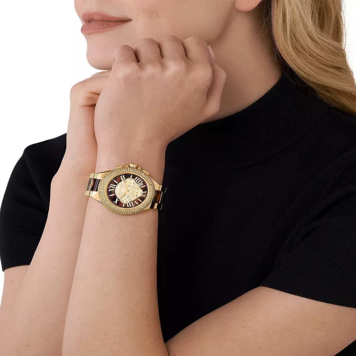 Reloj cronógrafo de acero inoxidable con pulsera de 43 mm para mujer Michael Kors Camille - Esfera marrón/dorada
