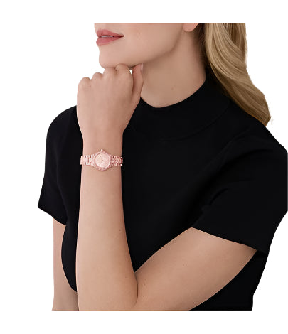 Michael Kors Petite Camille Women's 26mm Rose Gold Analog Bracelet Watch - Pink Dial