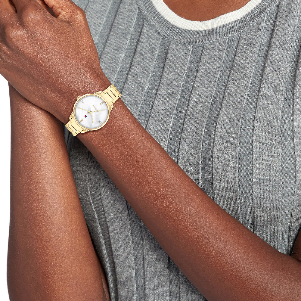 Tommy Hilfiger Paige Women's 36mm Quartz Gold Bracelet Watch - White Dial