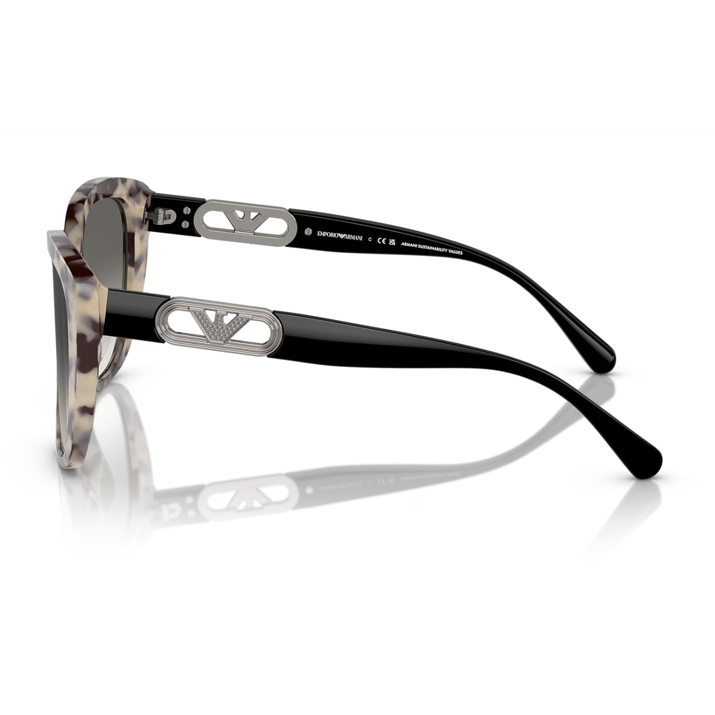 Gafas de sol con degradado de mariposa EA4214U para mujer de Emporio Armani: degradado de color crema/gris habano brillante