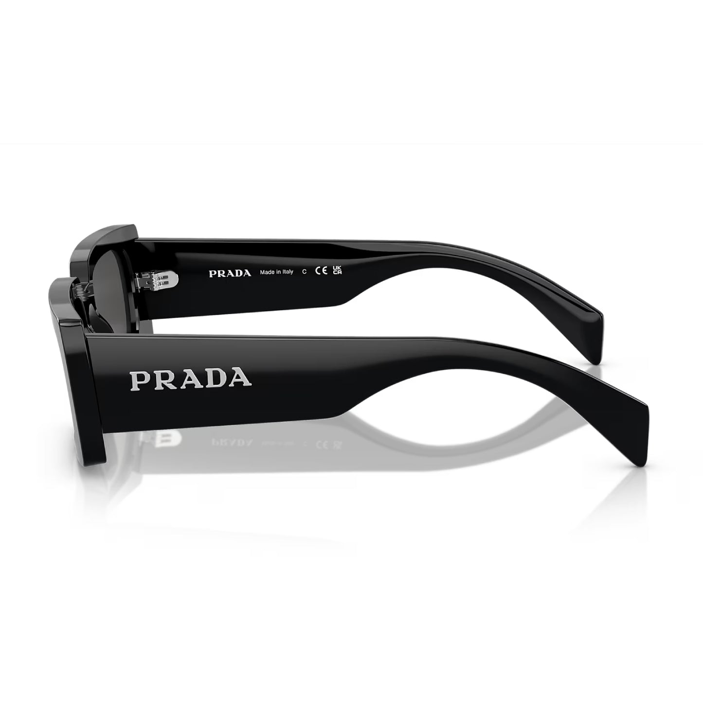 Gafas de sol rectangulares de color liso para mujer PRA07S de Prada: negro/gris oscuro