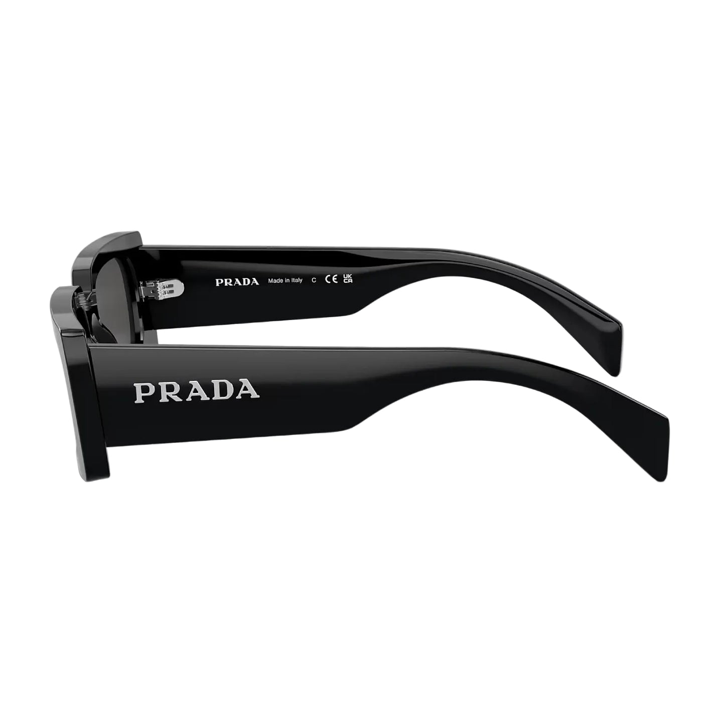 Prada Women's PRA07S Rectangle Solid Color Sunglasses - Black/Dark Gray