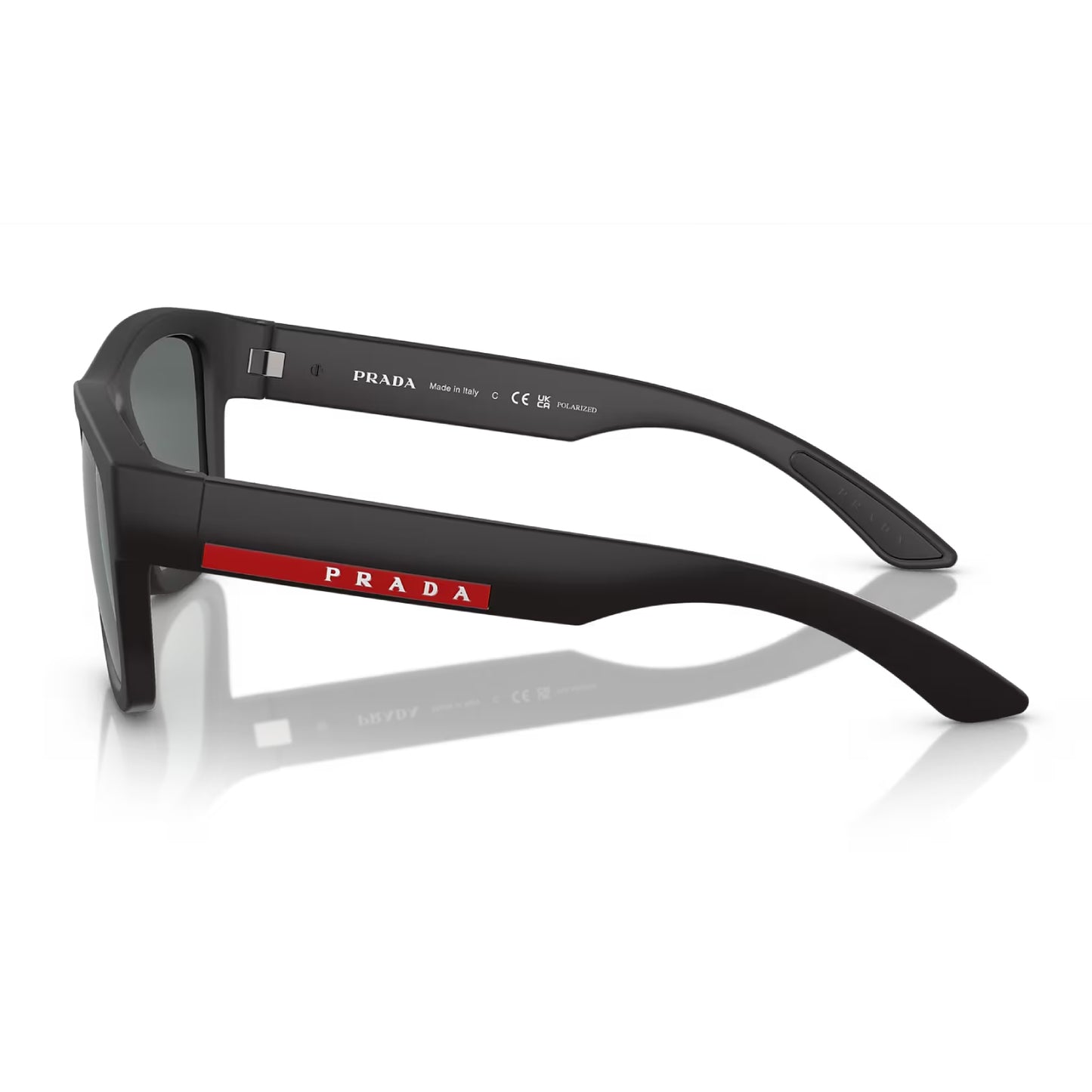 Gafas de sol Prada Linea Rossa PS01ZS Pillow de color liso para hombre - Caucho negro/polar gris oscuro