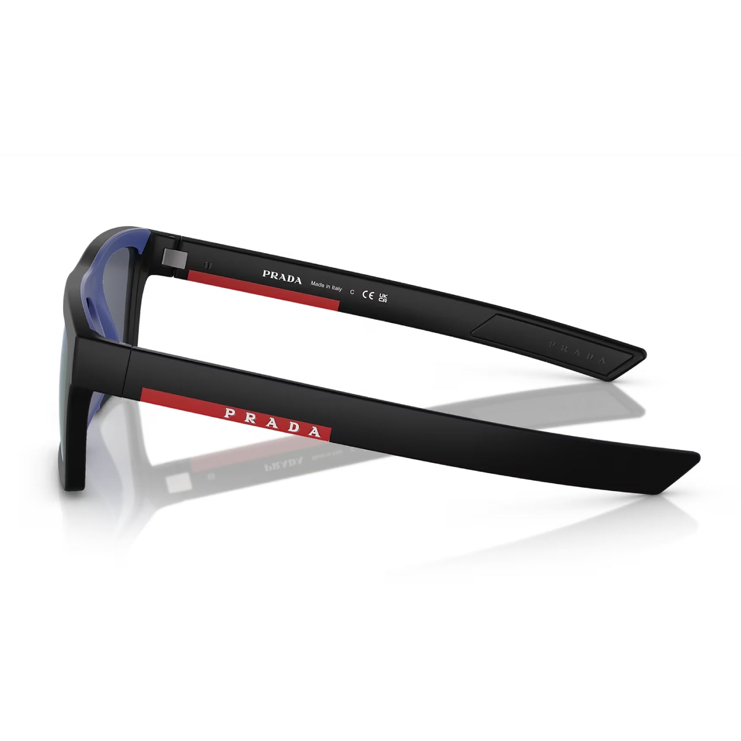 Prada Linea Rossa Men's PS02ZS Rectangle Mirrored Sunglasses - Matte Black/Dark Blue Mirror Violet