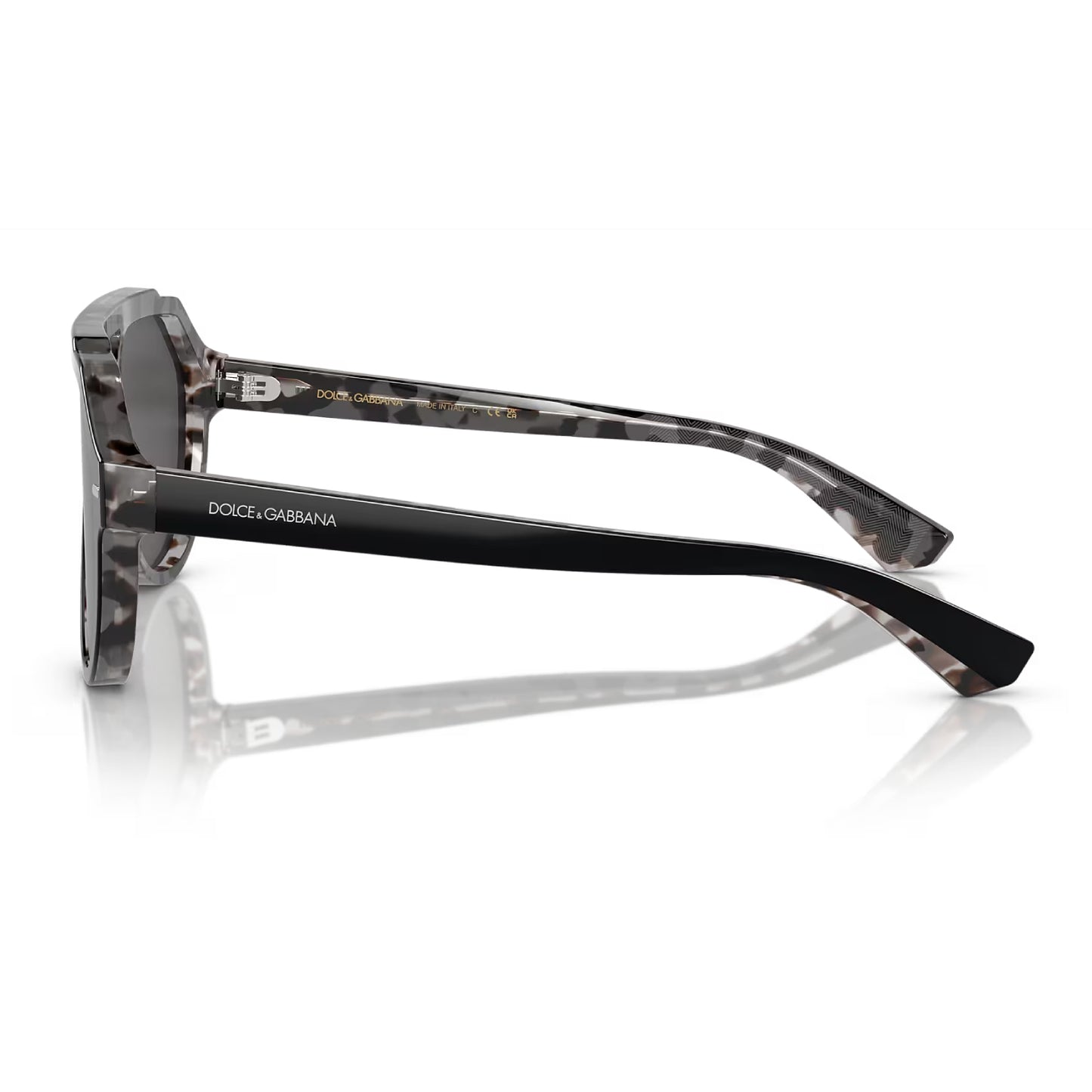 Gafas de sol de color liso DG4452 Pilot de Dolce & Gabanna para hombre: negro sobre gris habana/gris oscuro