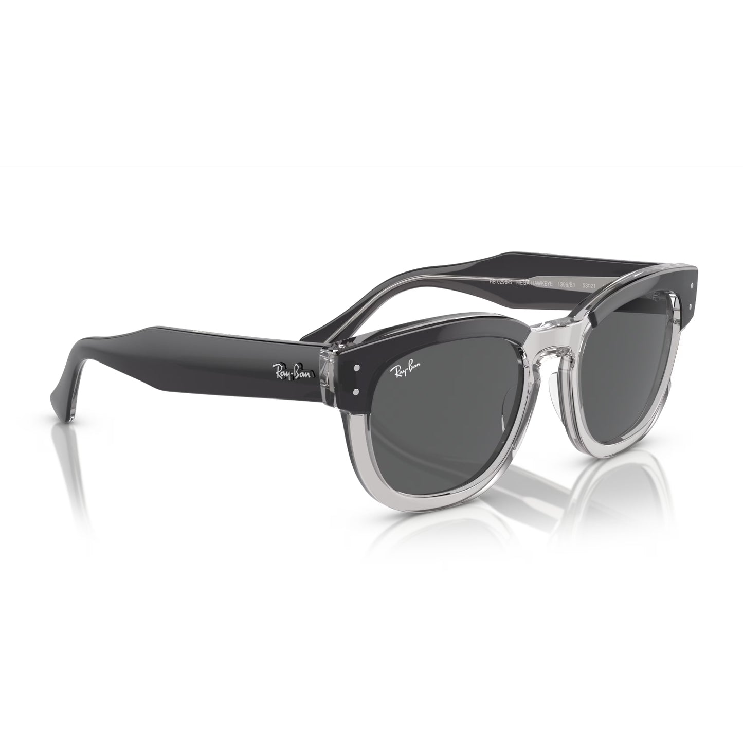 Ray-Ban Mega Hawkeye Unisex RB0298S Square Gradient Sunglasses - Polished Dark Gray on Transparent Gray/Gray