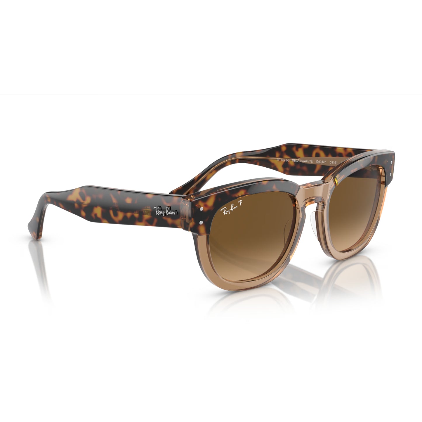 Ray-Ban Mega Hawkeye Unisex RB0298S Square Gradient Sunglasses - Polished Havana on Transparent Brown/Brown