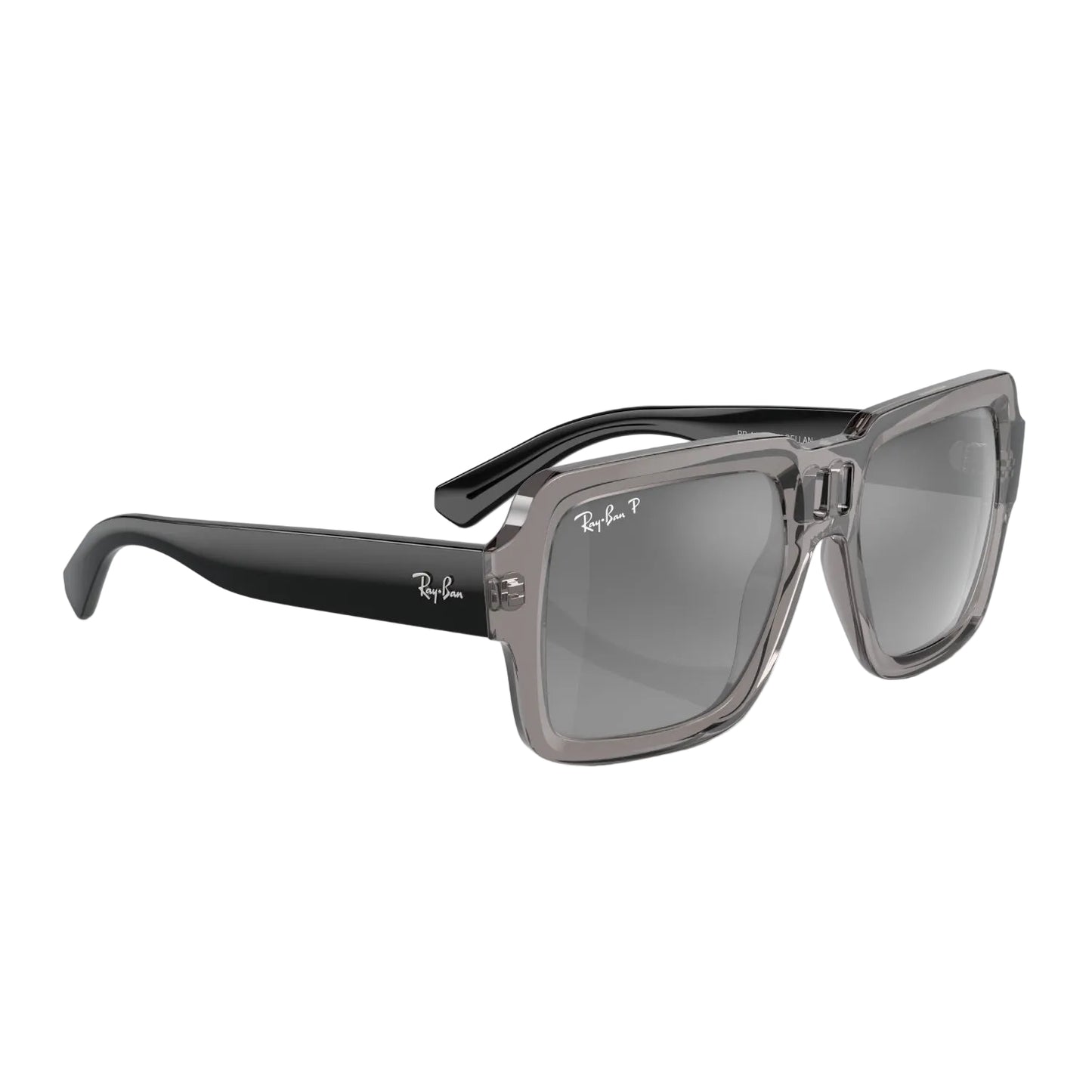 Gafas de sol unisex Ray-Ban Magellan RB4408 con degradado cuadrado: gris transparente pulido/plata/gris