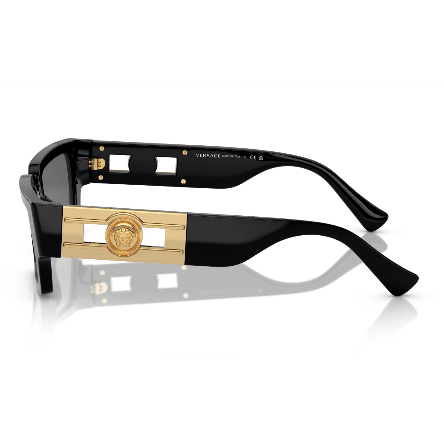 Gafas de sol unisex Versace VE4459 rectangulares de color liso - Negro/gris oscuro