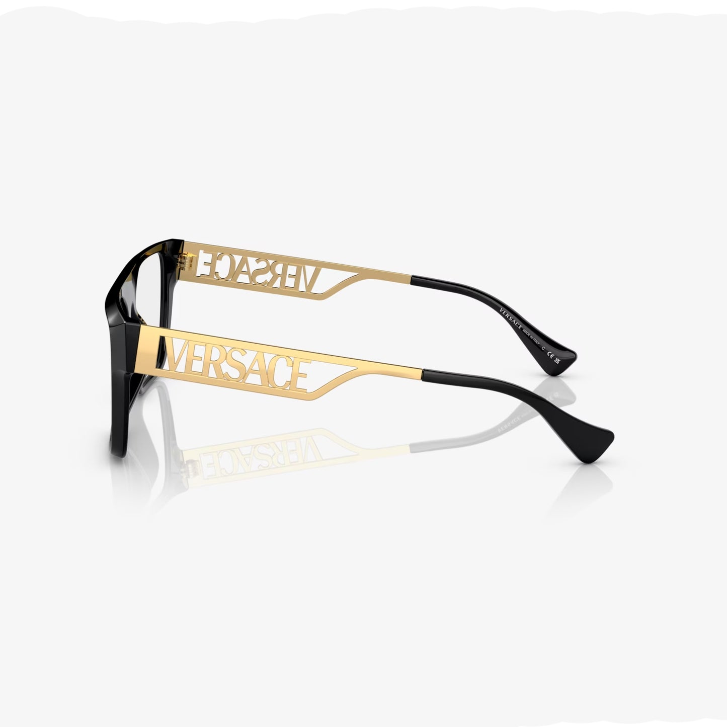 Gafas de sol rectangulares para hombre de Versace, color negro y dorado