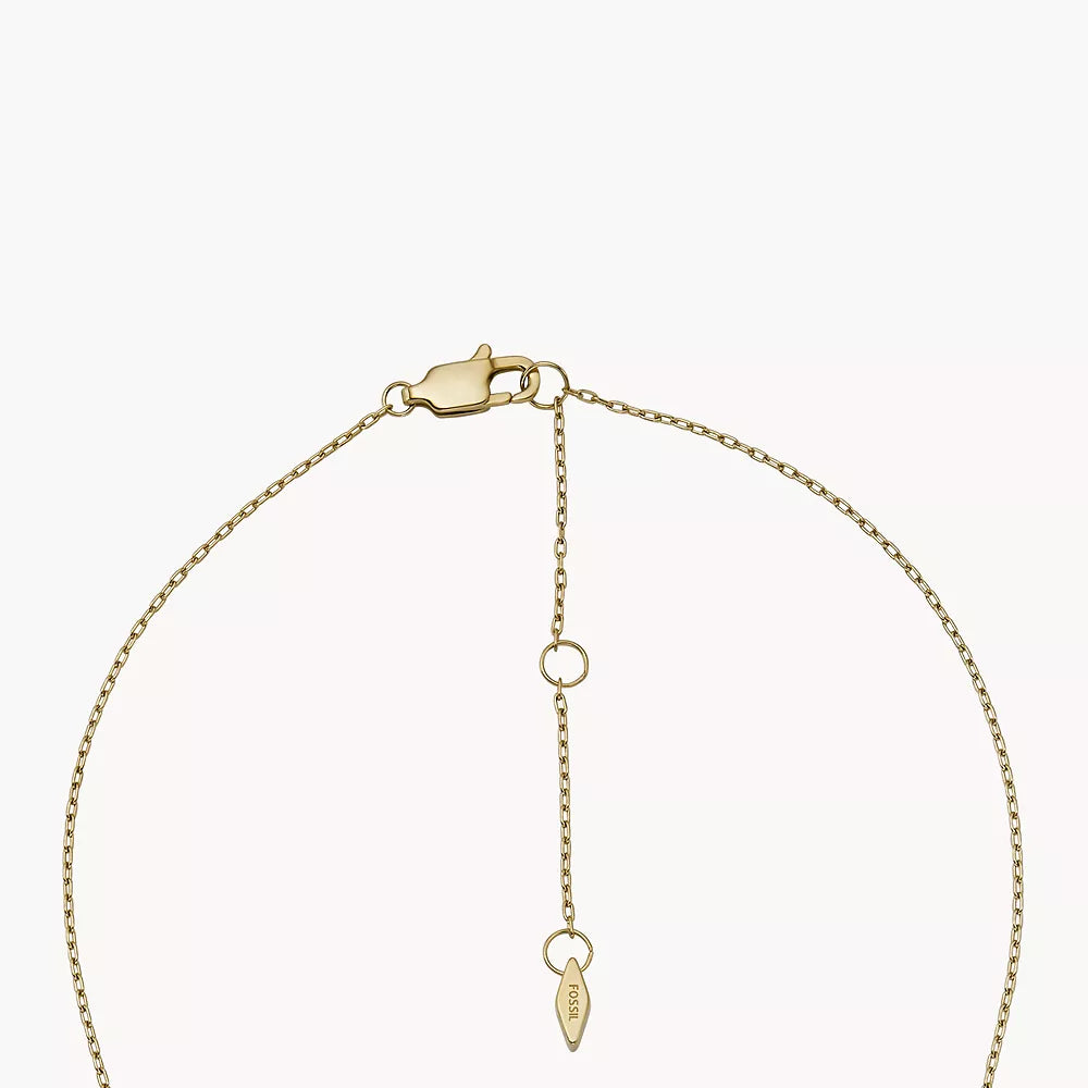 Fossil Sadie Glitz Disc Women's Cubic Zirconia Chain Necklace in Gold-Plating over Stainless Steel