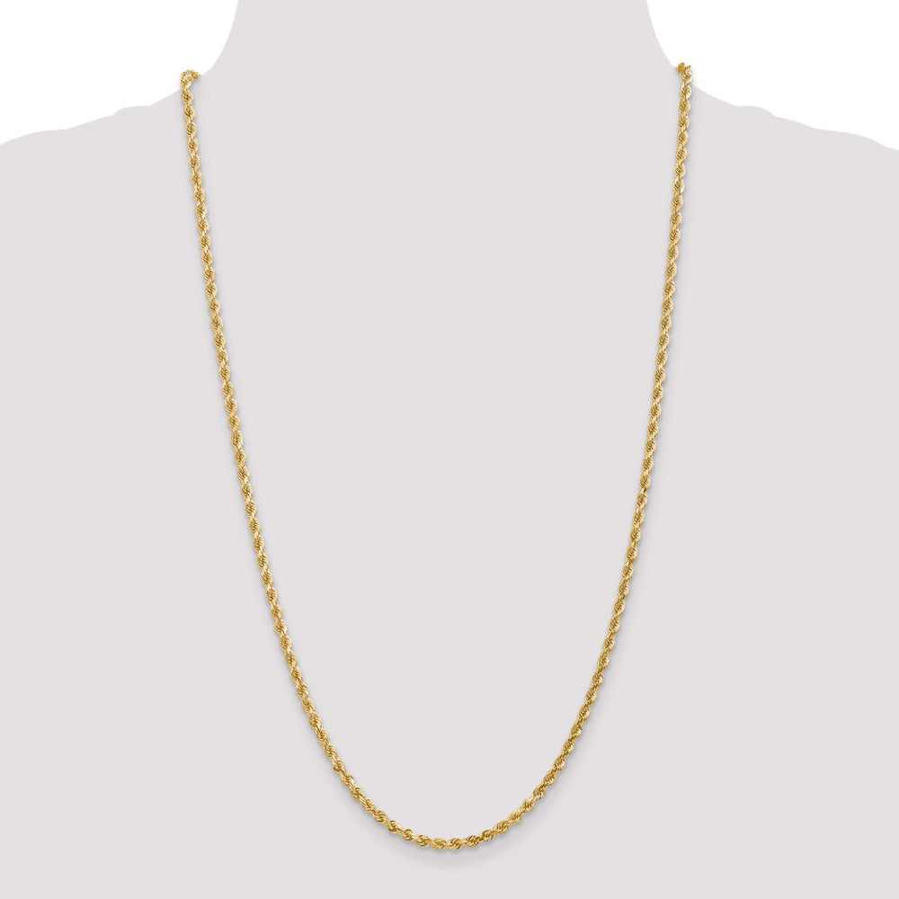 Quality Gold Women's 26" Diamond-cut Rope with Lobster Clasp Chain in 14K Yellow Gold