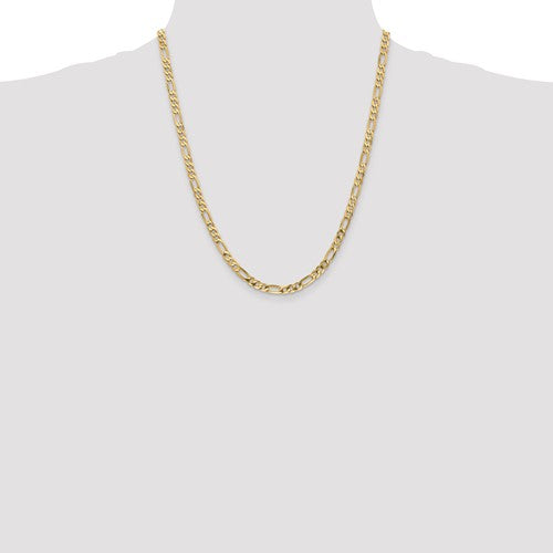14K Yellow Gold Unisex 22" Flat Figaro Chain