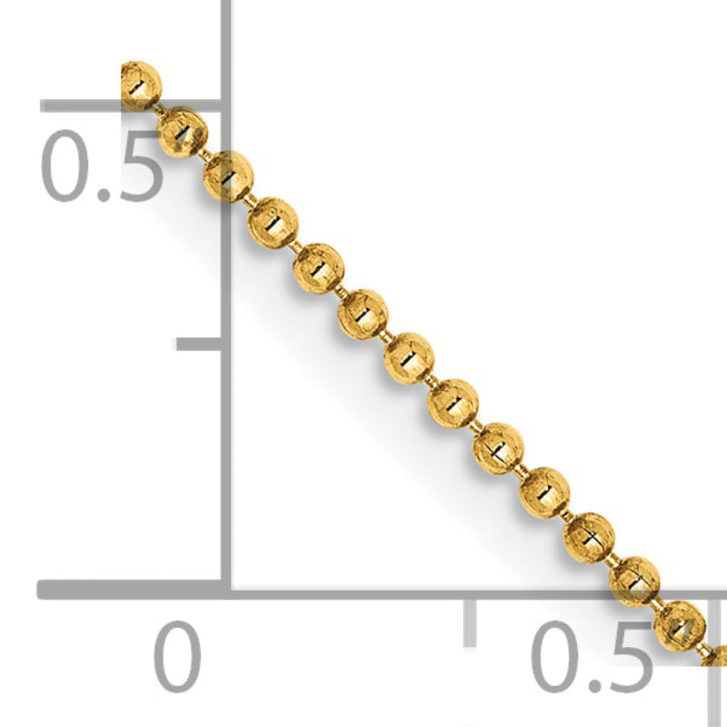 Quality Gold Women's 14" Diamond Cut Beaded Chain Necklace in 14K Yellow Gold