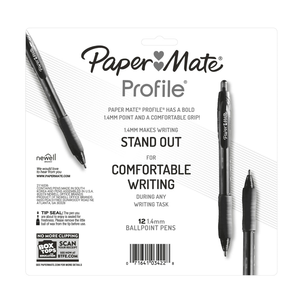 Bolígrafos retráctiles Paper Mate Profile Bold Point de 1,4 mm (juego de 12)