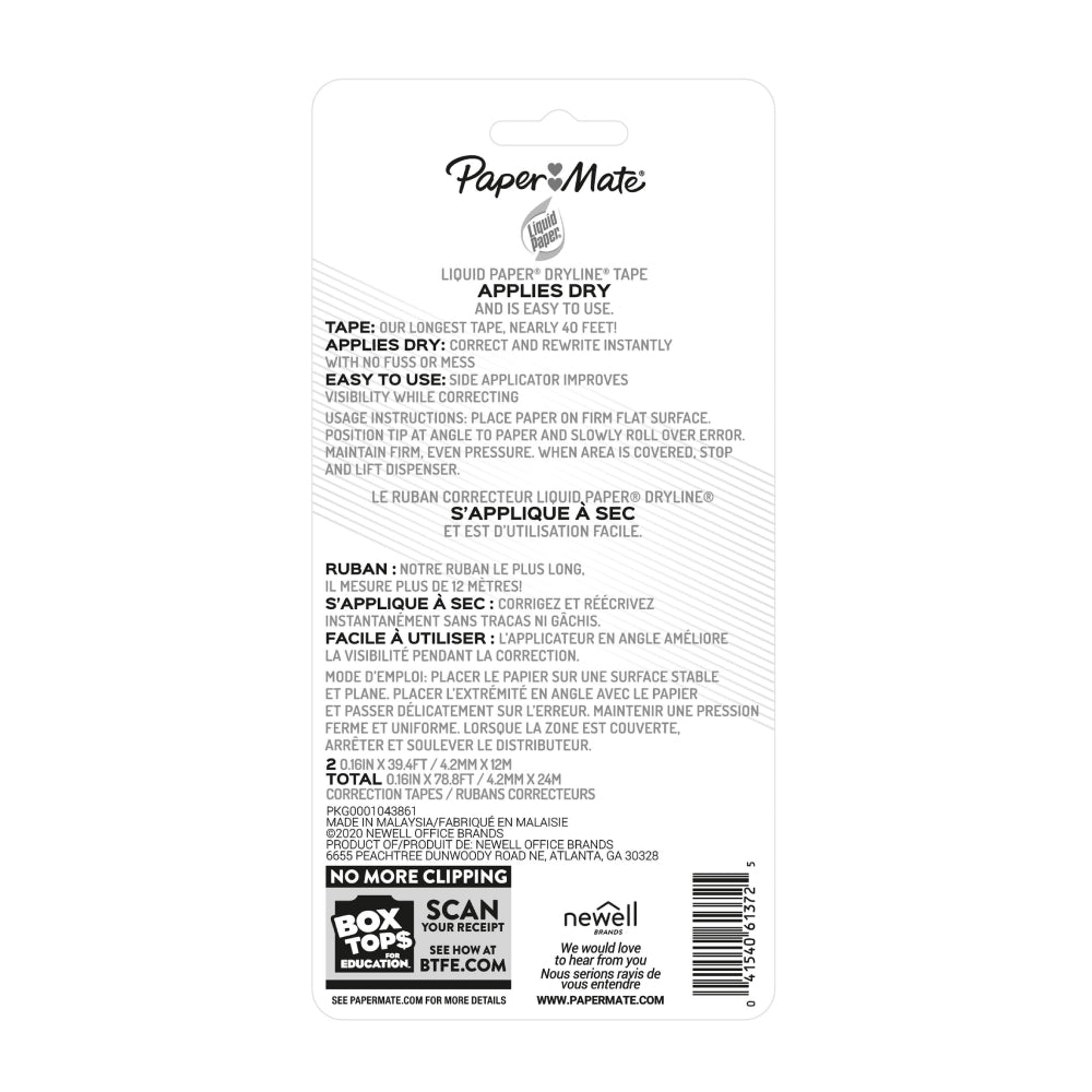 Cintas correctoras extralargas Liquid Paper Dryline de Paper Mate (juego de 2), color verde y morado