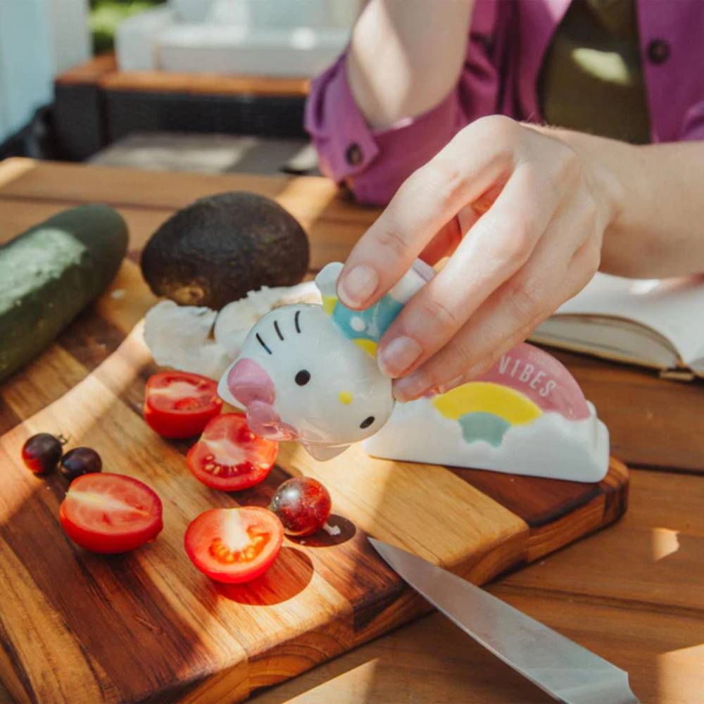 Sanrio Hello Kitty Rainbow 3" Ceramic Salt and Pepper Shaker Set (2-Pieces)