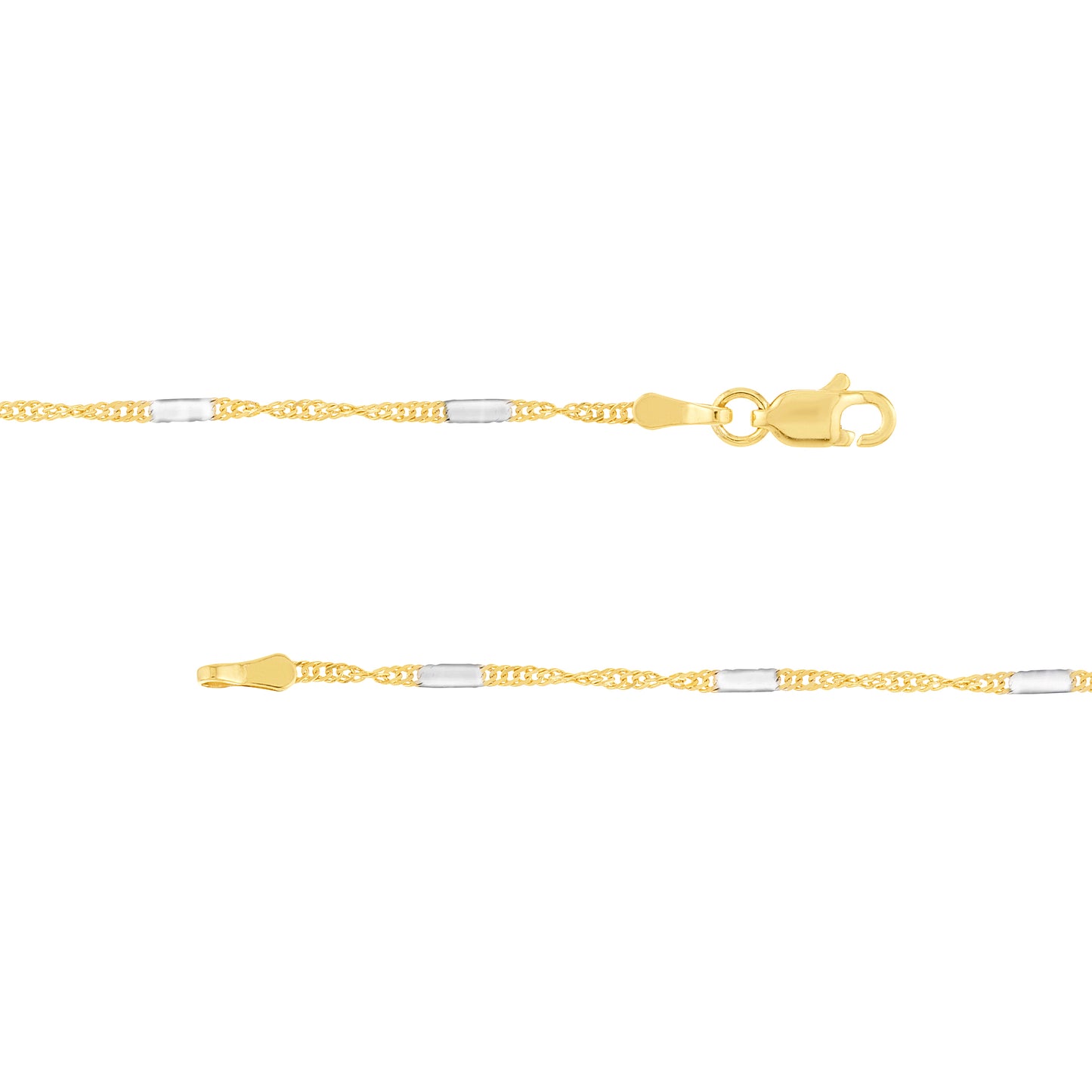 14K White and Yellow Gold 20" 1.45MM Flat Chain