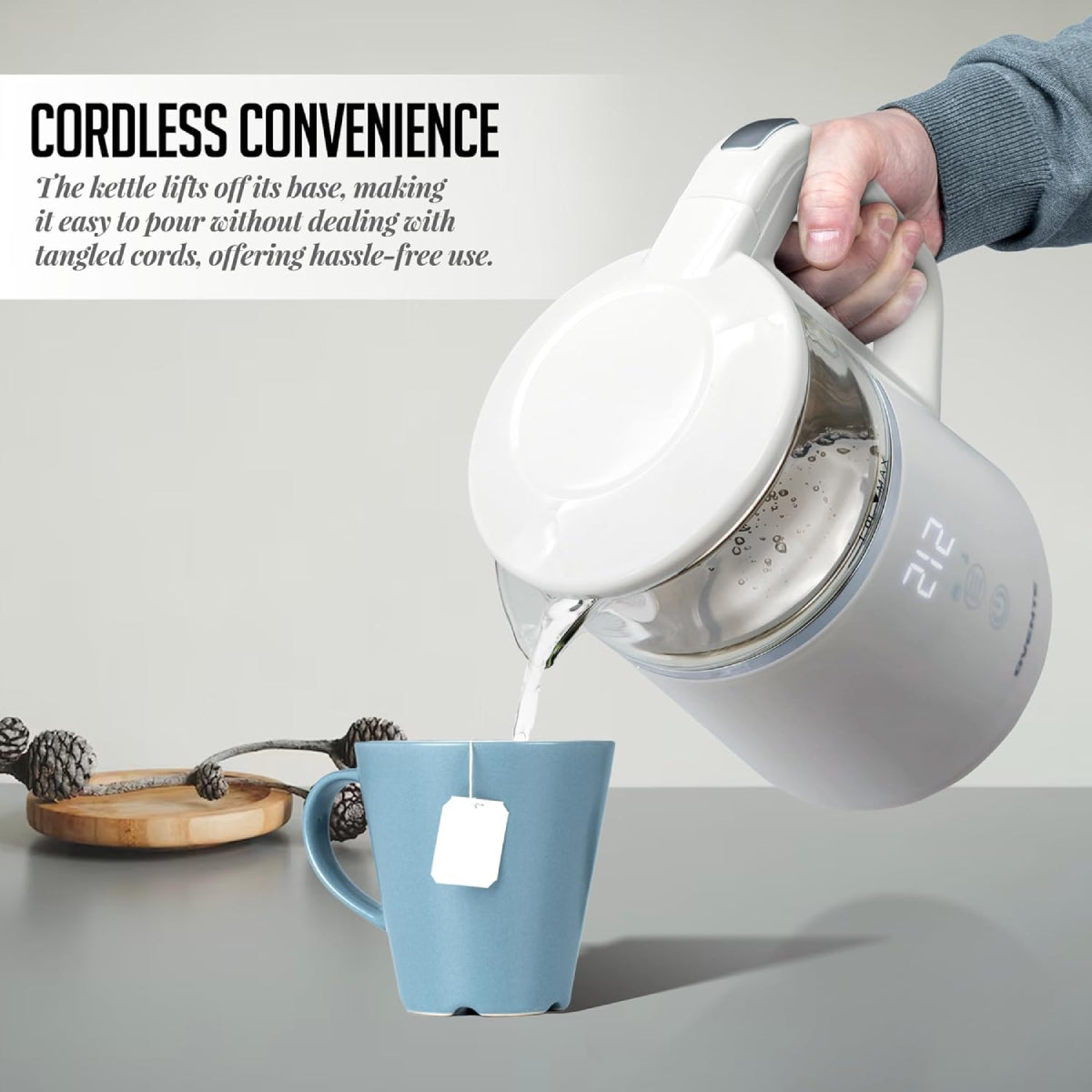 Ovente 1500W Electric Kettle with 5 Temperature Control Presets