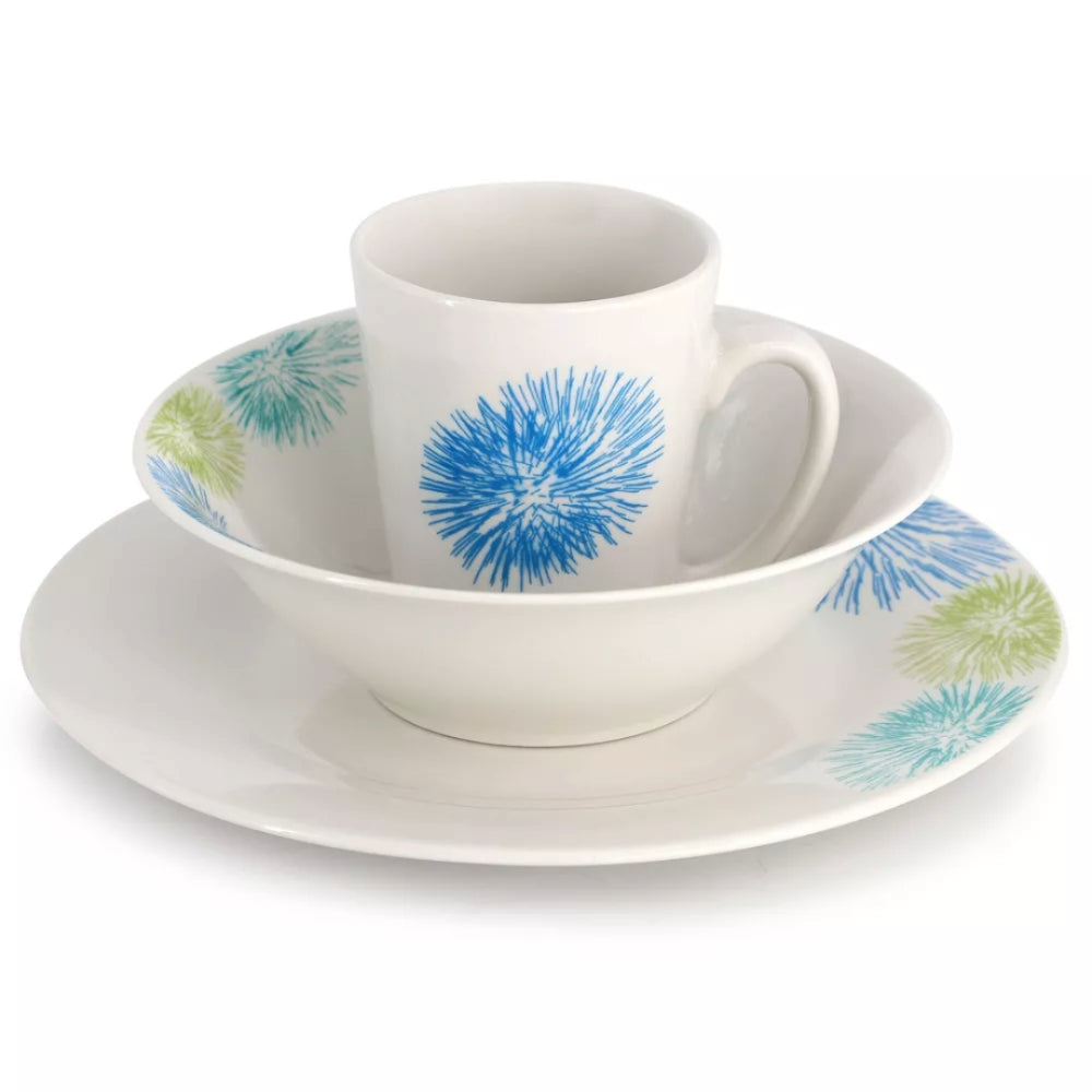 Gibson Home Meadow Dinnerware Set (12-Pieces) - White/Blue