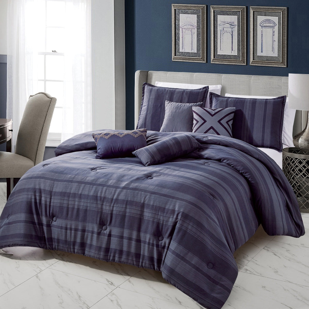 ESCA Lolly Queen Size Comforter Set (7-Pieces) - Purple