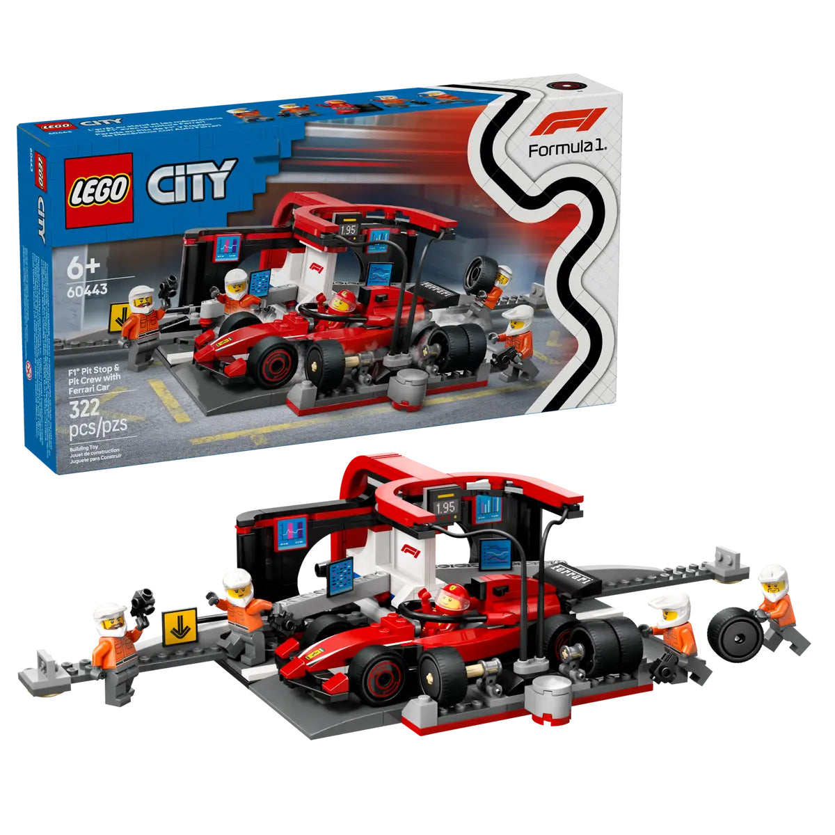 LEGO F1 Pit Stop & Pit Crew with Ferrari Car Toy Set (322-Pieces)