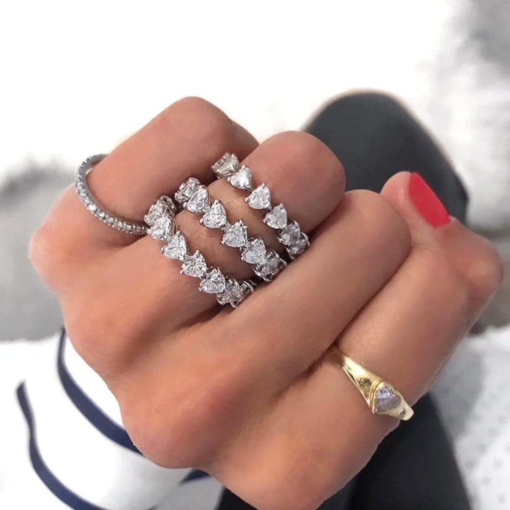 Anna Zuckerman Olivia Eternal Love Band Women's 5 ct. Diamond Crystalline Haute Love Eternity Ring in Platinum-Plating over 925 Sterling Silver - Size 9