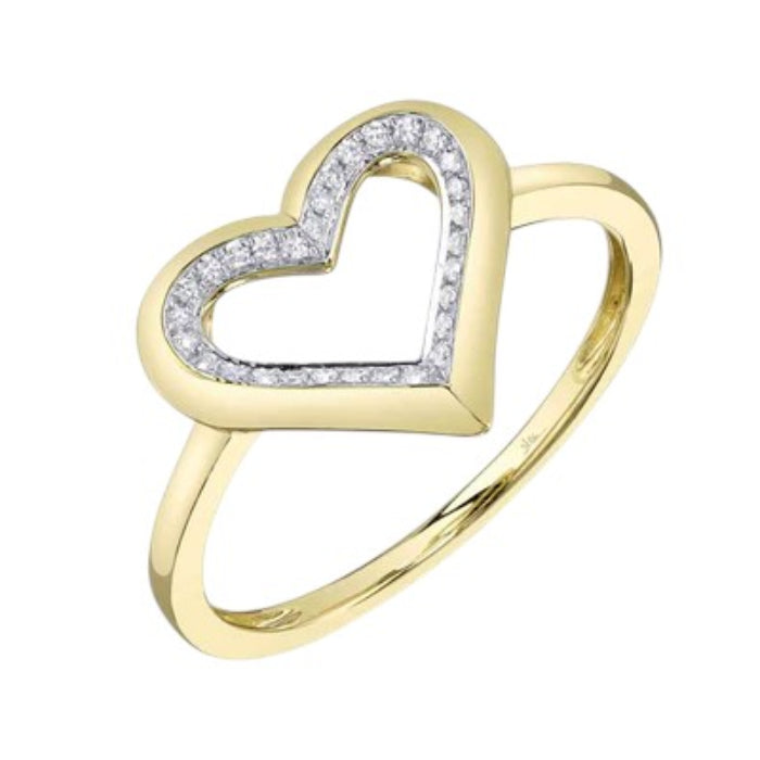 Shy Creation Kate Women's 0.07 ct. Diamond Heart Ring in 14K Yellow Gold - Size 7