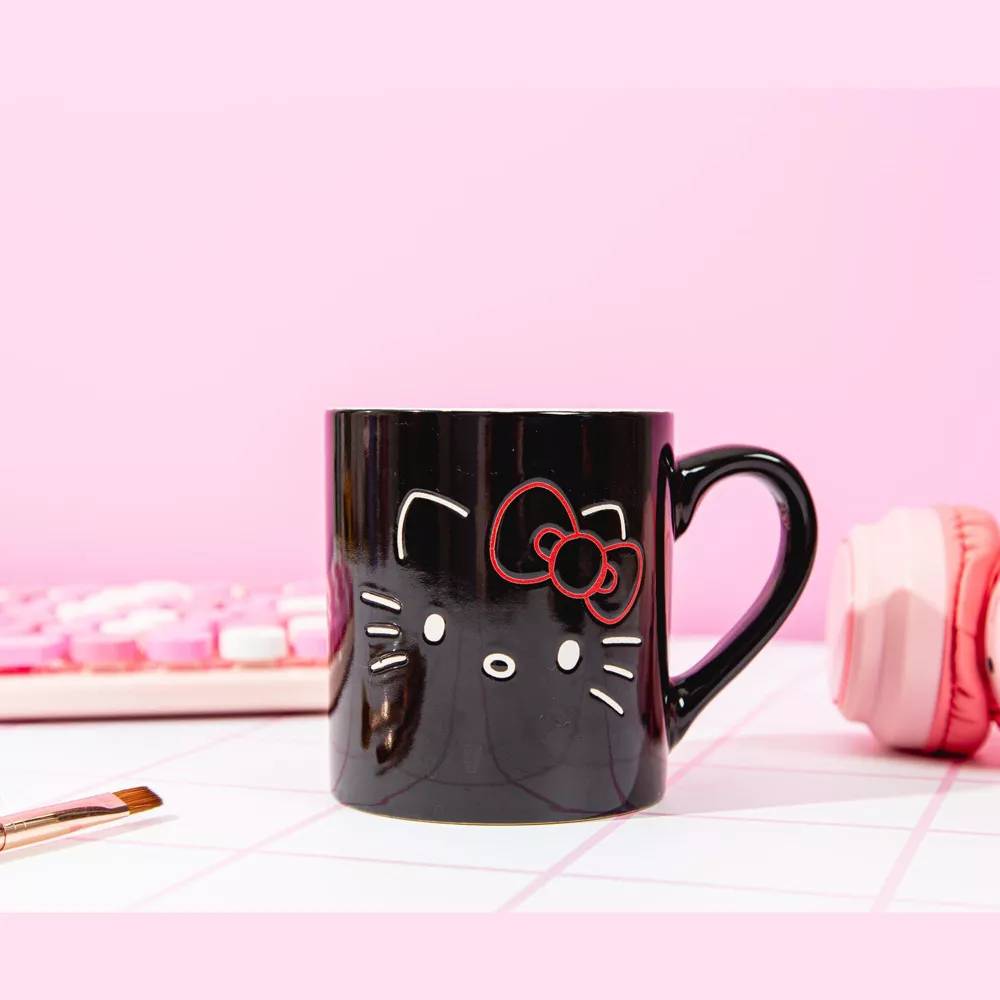 Sanrio Hello Kitty 14 oz Ceramic Wax Resist Mug - Black
