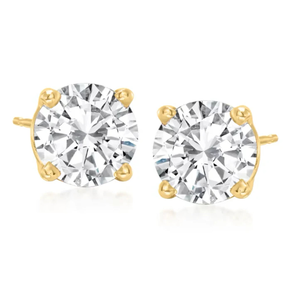 Anna Zukerman Anastasia 74 Women's 2 ct. Diamond Crystalline Stud Earrings in 18K Yellow Gold over 925 Sterling Silver